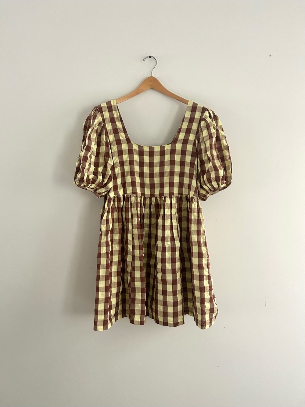 NWOT COLLUSION gingham puff sleeve babydoll dress US 6